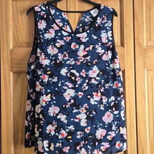 Cabi 4732 Floral Scoop Neck Blouse Sleeveless Top - Teal and Pink XL Fall 2024
